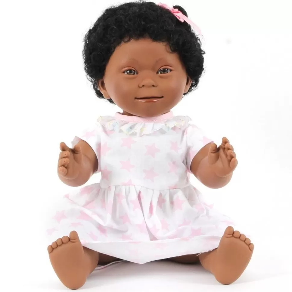 * Dukker<Dukke M. Downs Syndrom - Pige, Sort Har, 40 Cm